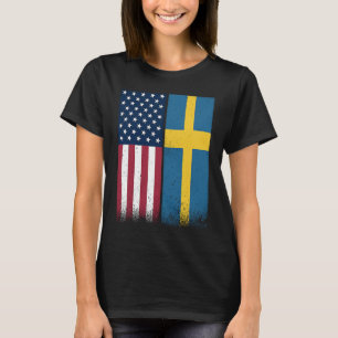 Sweden Swedish American Flags Proud USA Sweden T-Shirt