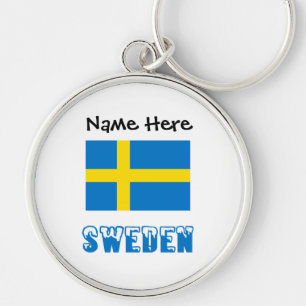 Sweden Swedish Flag Black Personalisation  Key Ring