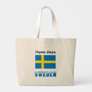 Sweden Swedish Flag Black Personalisation Large Tote Bag