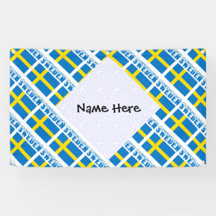 Sweden Swedish Flag Black Tiled Personalisation  Banner