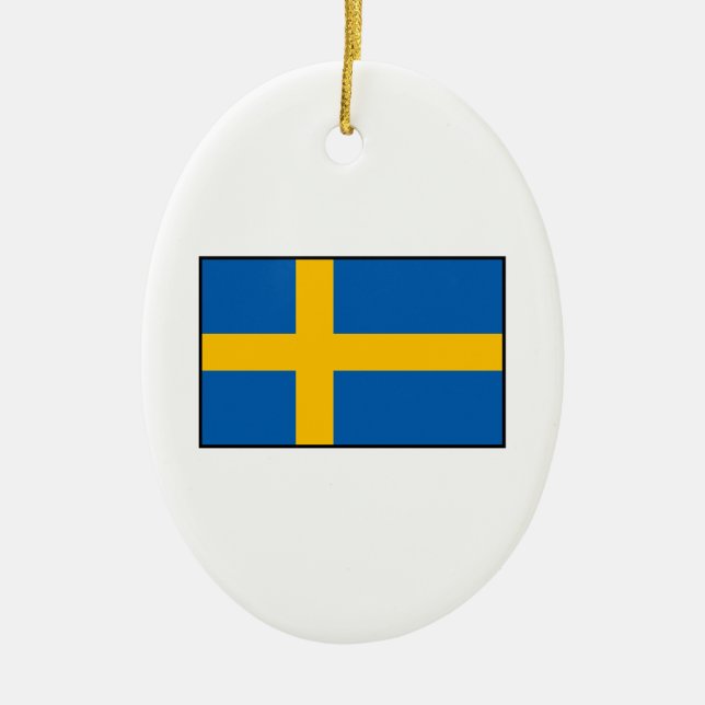 Sweden - Swedish Flag Ceramic Tree Decoration (Front)