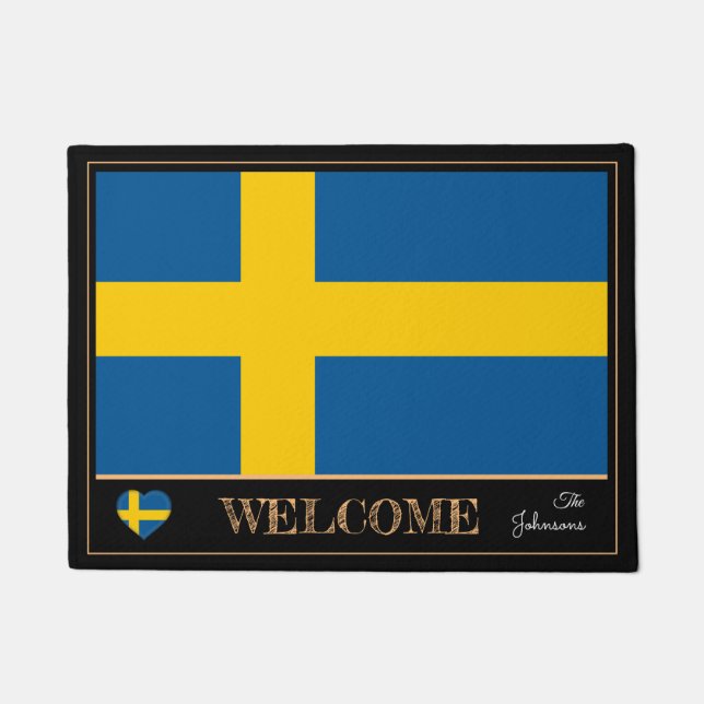 Sweden & Swedish Flag house mats/sports Welcome Doormat (Front)