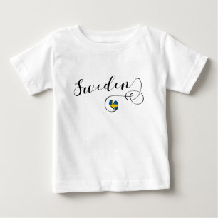 Sweden, Swedish Flag In A Heart Baby T-Shirt