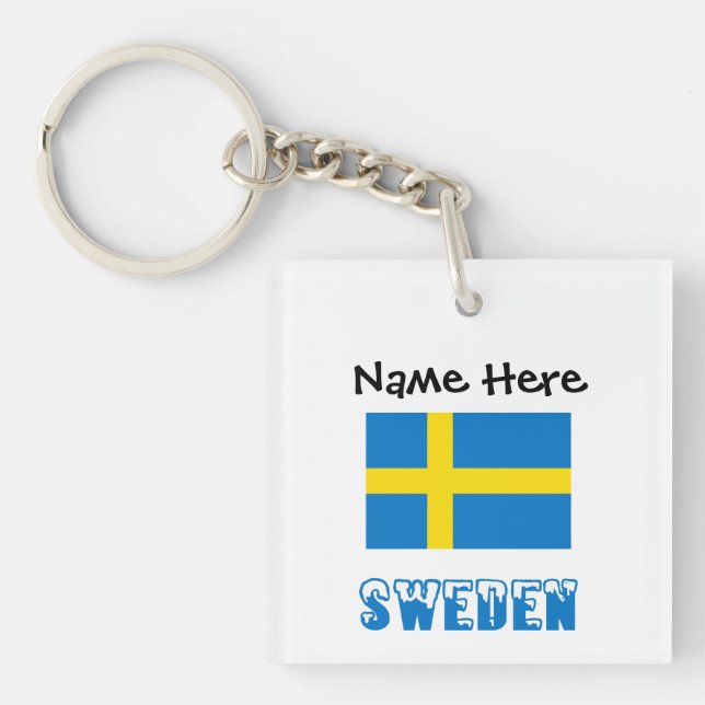 Sweden Swedish Flag Personalised  Key Ring (Front)