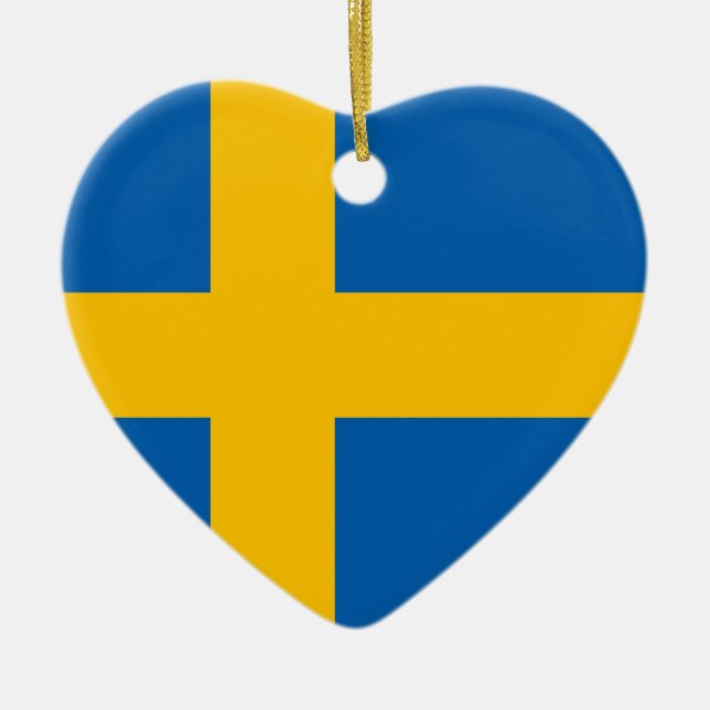 Sweden - Swedish National Flag Ceramic Tree Decoration (Front)