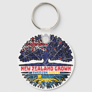 Sweden Swedish New Zealander New Zealand Tree Root Key Ring