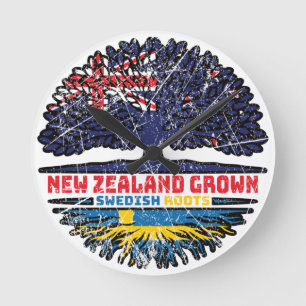 Sweden Swedish New Zealander New Zealand Tree Root Round Clock