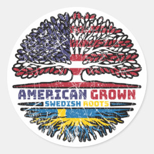 Sweden Swedish US American USA United States Tree Classic Round Sticker