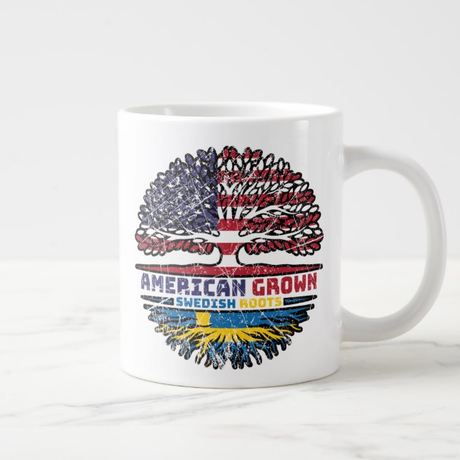 Sweden Swedish US American USA United States Tree Large Coffee Mug (Right)