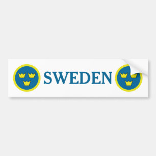 Sweden Three Crowns Swedish Emblem Bumper Sticker