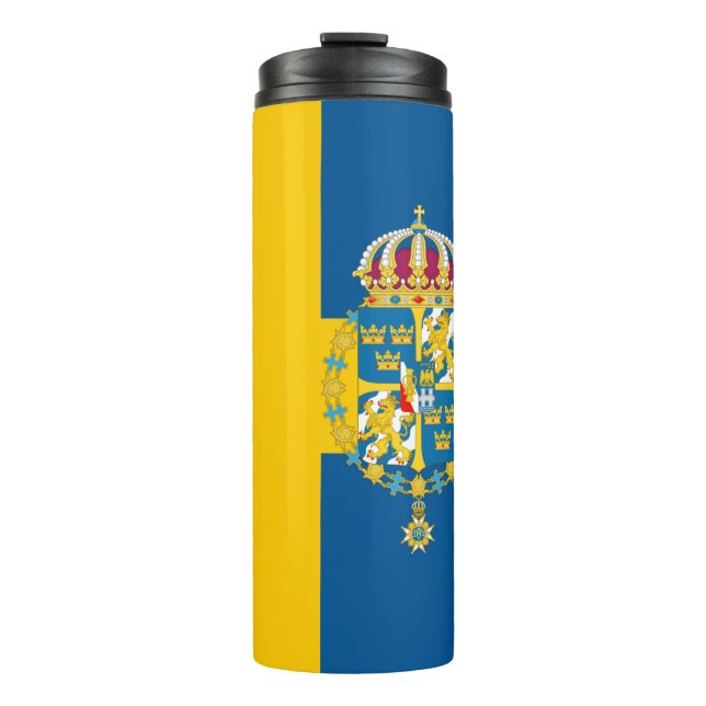 Sweden Travel Mug, patriotic Swedish Flag Thermal Tumbler (Front)