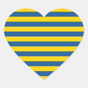 Sweden Ukraine flag stripes lines pattern blue yel Heart Sticker