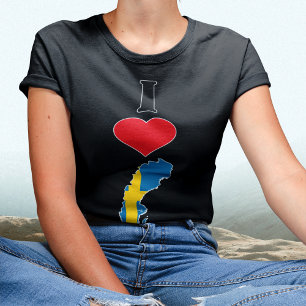 Sweden Vertical I Love Swedish Flag Map Womens T-Shirt