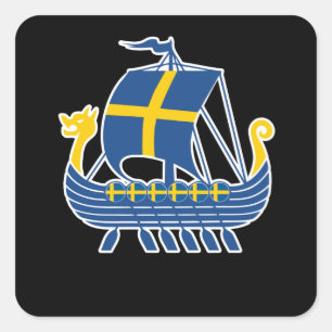 Sweden Viking Ship Gift Valhalla Swedish Viking Square Sticker
