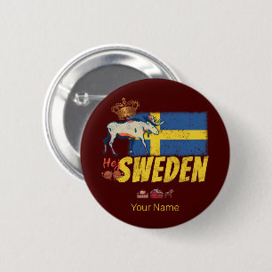 Sweden Vintage Flag Retro Moose Holiday Souvenir 6 Cm Round Badge