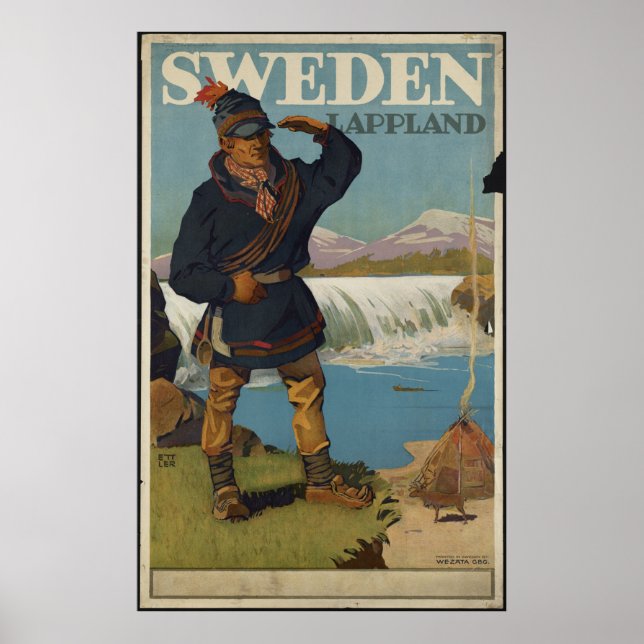 Sweden Vintage Travel Poster Ad Retro Prints (Front)