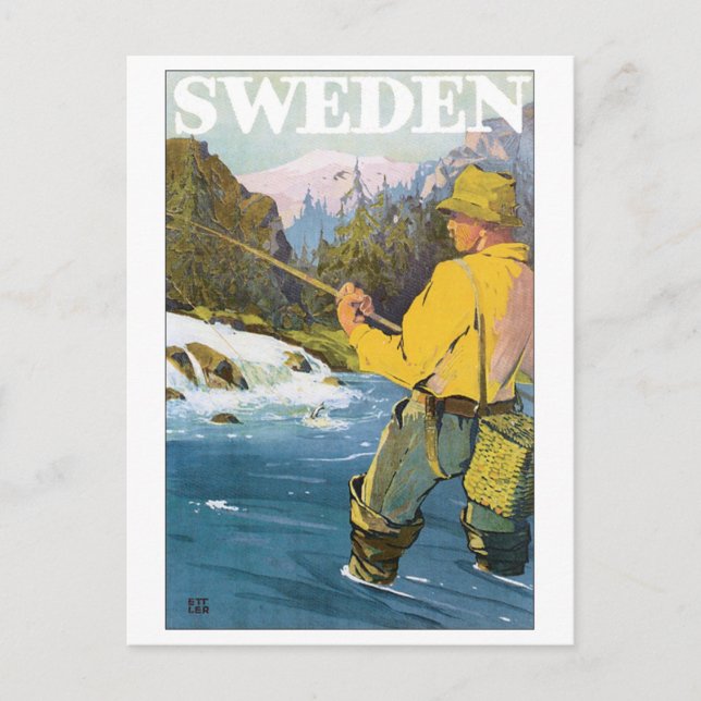 Sweden Vintage Travel Poster Postcard (Front)