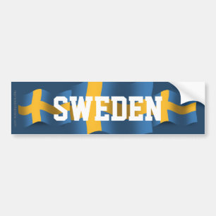 Sweden Waving Flag Bumper Sticker