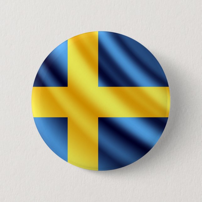 Sweden waving flag pinback button (Front)