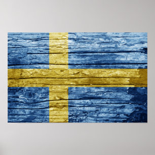 Sweden wood flag poster