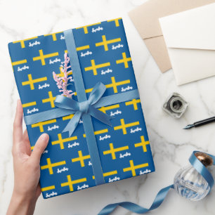 Sweden Wrapping Paper, Swedish Flag patriotic Wrapping Paper