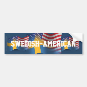 Swedish-American Waving Flag Bumper Sticker