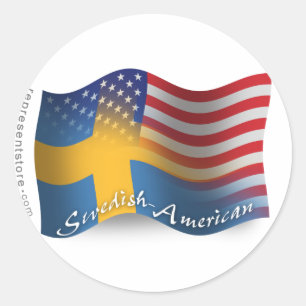 Swedish-American Waving Flag Classic Round Sticker