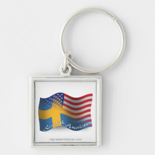 Swedish-American Waving Flag Key Ring