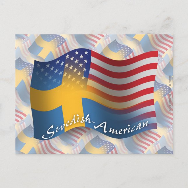 Swedish-American Waving Flag Postcard (Front)