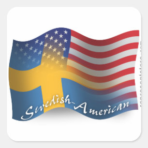 Swedish-American Waving Flag Square Sticker