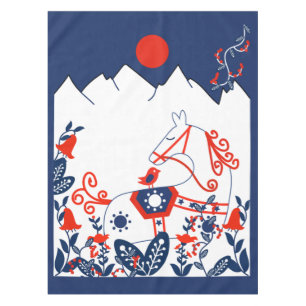 Swedish And Finish Folk Art Tablecloth