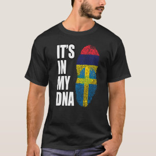 Swedish And Mauritian Mix DNA Heritage Flag T-Shirt