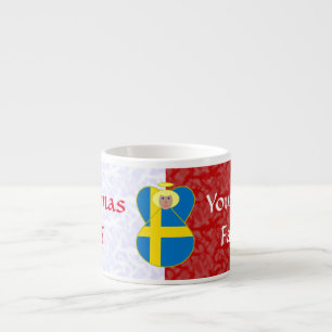 Swedish Angel Flag on Red and White Personalised Espresso Cup
