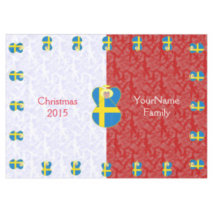 Swedish Angel Flag on Red and White Personalised Tablecloth