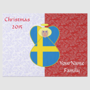 Swedish Angel Flag on Red and White Personalised Tissue Paper