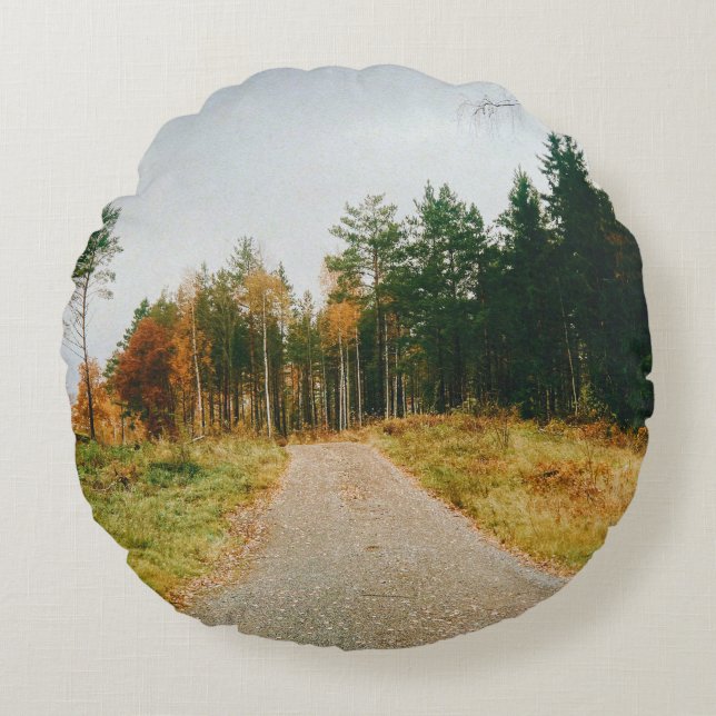 Swedish Autumnal Forest Round Cushion (Front)