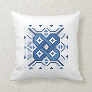 Swedish Blue Röllakan Outline Pattern Cushion