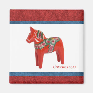 Swedish Christmas Dala Horse Custom Dated Magnet