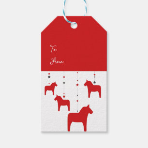 Swedish Christmas Dala Horse Personalised Gift Tags