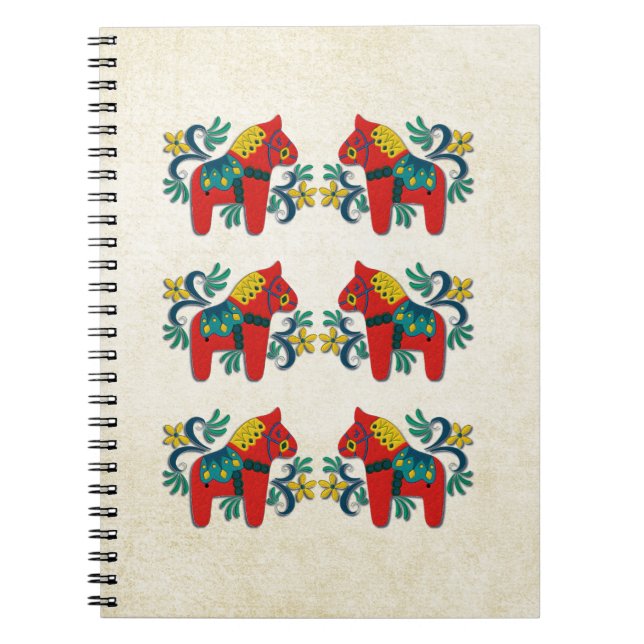 Swedish Christmas Dala Horse Scandinavian Twins Notebook (Front)
