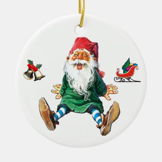 Swedish Christmas Gnome Ceramic Tree Decoration (Front)