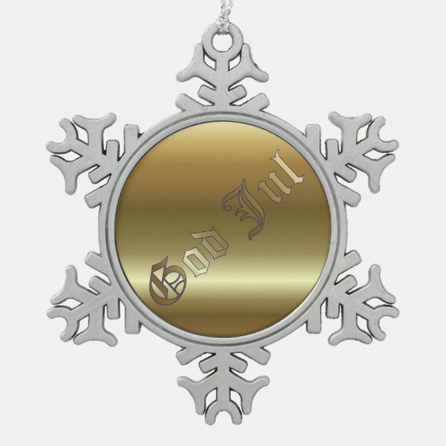 Swedish Christmas Golden Snowflake Pewter Ornament (Front)