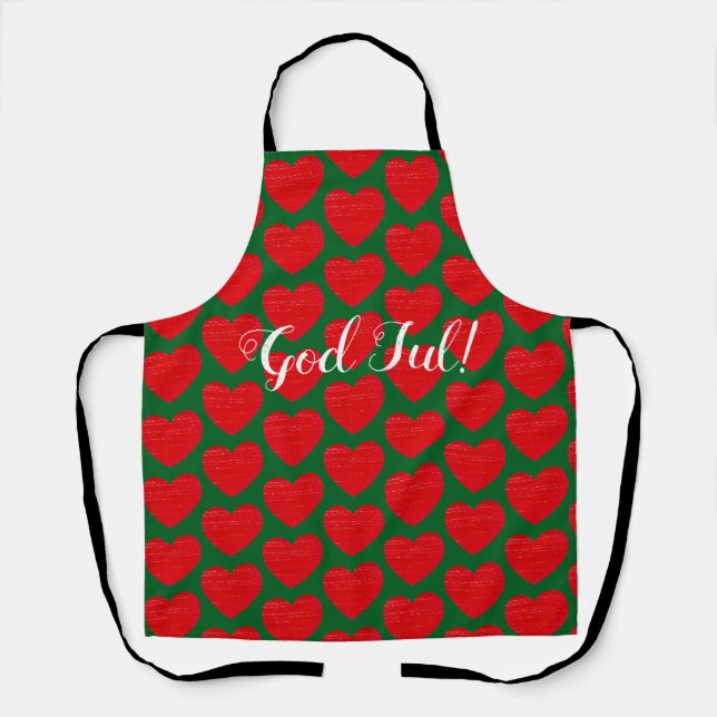 Swedish Christmas Red Heart Personalised Apron (Front)