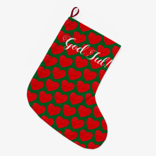 Swedish Christmas Red Heart Personalised Large Christmas Stocking
