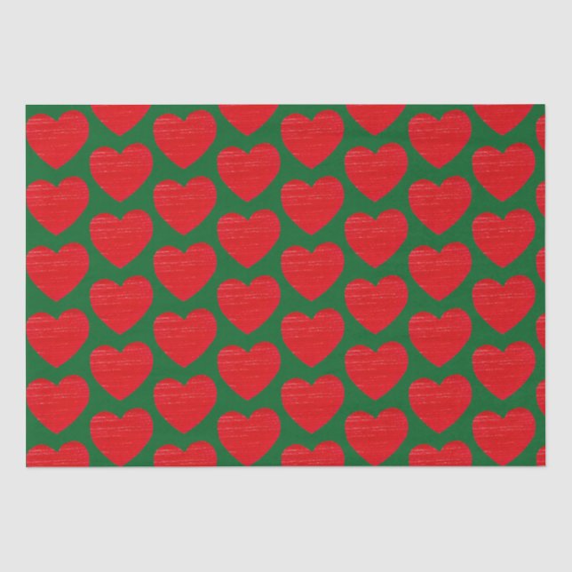 Swedish Christmas Red Heart Tissue Paper (Front)