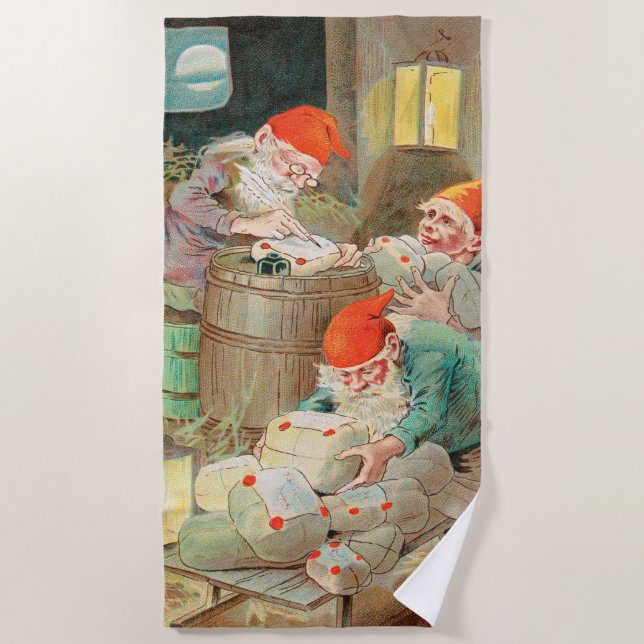 Swedish Christmas Santa (by Jenny Nyström) Beach Towel (Front)