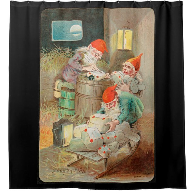 Swedish Christmas Santa (by Jenny Nyström) Shower Curtain (Front)