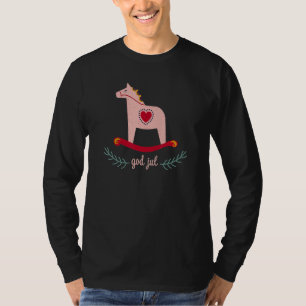 Swedish Christmas Swinging Dala Horse God Jul Swed T-Shirt