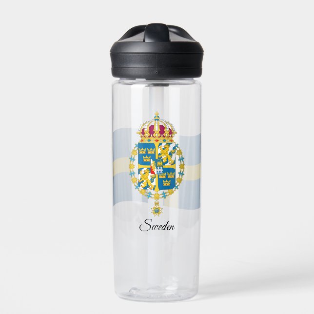 Swedish Coat of Arms, Flag, Sweden Water Bottle (Front)
