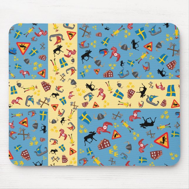 Swedish culture items with flag mouse mat (Front)